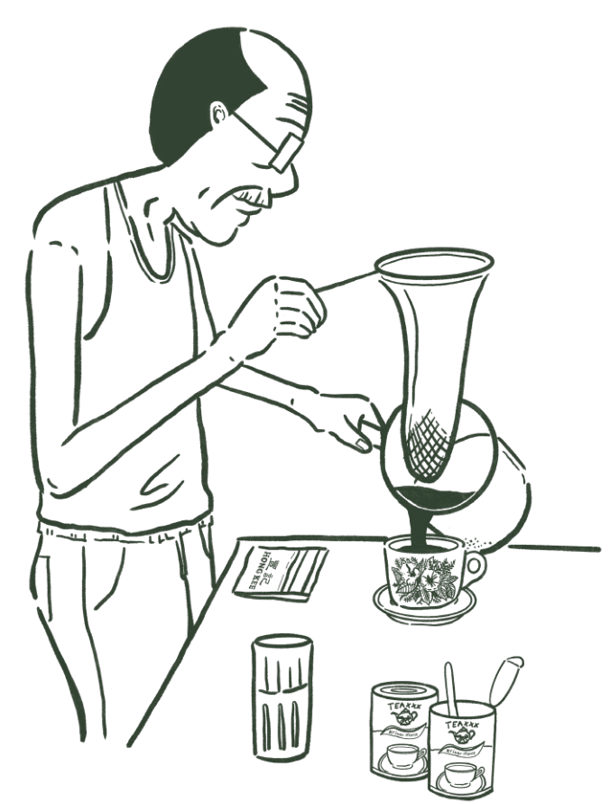 豐记原版阿公泡咖啡插画